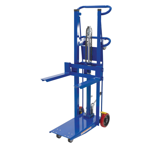 Platform Lift Stacker, Foot Pump Operated, 750 lbs. Capacity, 52" Max Lift Action Paper