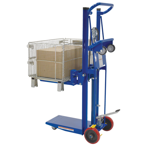 Platform Lift Stacker, Foot Pump Operated, 750 lbs. Capacity, 52" Max Lift Action Paper