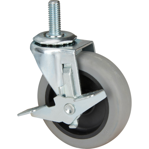Stem Caster, Swivel with Brake, 3" (76 mm) Dia., 80 lbs. (36 kg.) Capacity Action Paper
