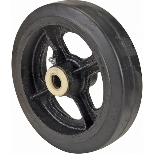 Rubber Wheels, 8" (203 mm) Dia. x 2" (51 mm) W, 600 lbs. (272 kg.) Capacity Action Paper
