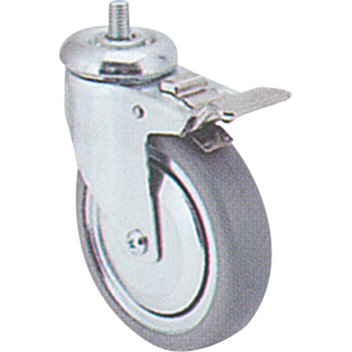 Zinc Plated Caster, Swivel with Brake, 4" (102 mm) Dia., 200 lbs. (91 kg.) Capacity Action Paper