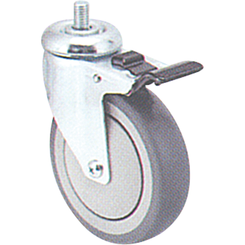 Zinc Plated Caster, Swivel with Brake, 5" (127 mm) Dia., 240 lbs. (108 kg.) Capacity Action Paper
