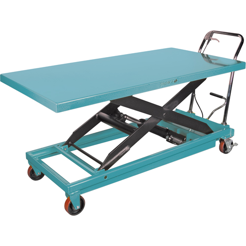 Heavy-Duty Hydraulic Scissor Lift Table, 63" L x 31-7/8" W, Steel, 1100 lbs. Capacity Action Paper