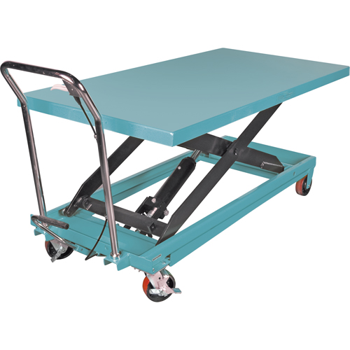 Heavy-Duty Hydraulic Scissor Lift Table, 63" L x 31-7/8" W, Steel, 1100 lbs. Capacity Action Paper