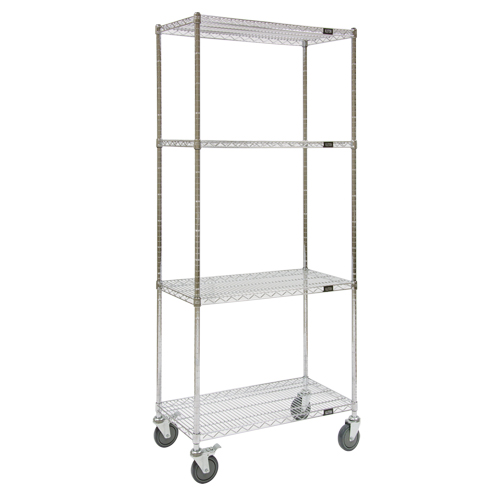 Wire Shelf Cart, Chrome Plated, 60" x 80" x 24", 800 lbs. Capacity Action Paper