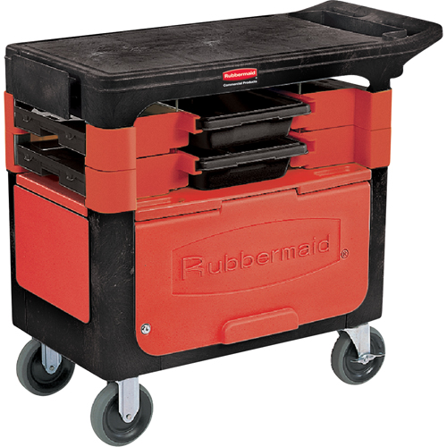 Trades Carts With Lockable Cabinet, 2 Drawers, 38" L x 19-1/4" W x 33-3/8" H, Black Action Paper