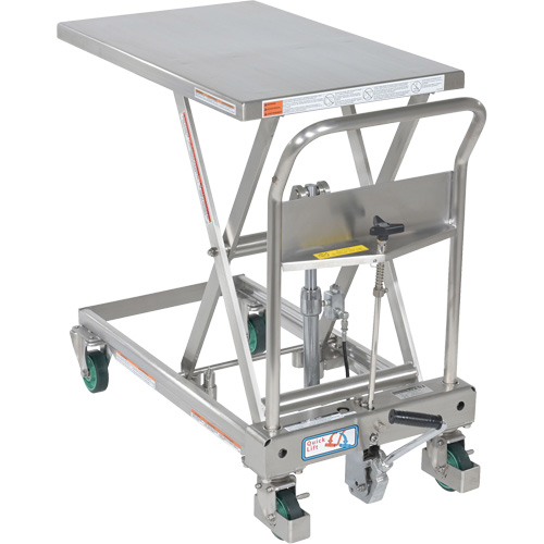 Hydraulic Scissor Lift Table, 31-1/2" L x 19-1/2" W, Stainless Steel, 550 lbs. Capacity Action Paper