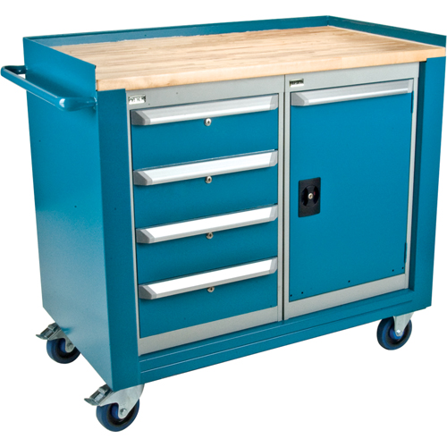 Industrial Duty Mobile Service Workbenches, Wood Surface Action Paper