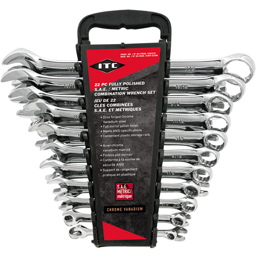 ICWP-22SM Wrench Set, Combination, 22 Pieces, Imperial and Metric Action Paper