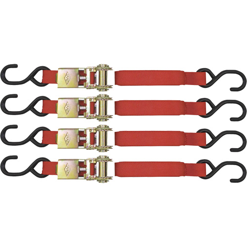 ITD-1154R Ratchet Tie Down Set, S-Hook, 1" W x 15' L, 1500 lbs. (680 kg) Working Load Limit Action Paper