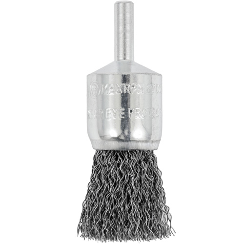 Shaft Mounted Crimped End Brush, 3/4", 0.012" Fill, 1/4" Shank Action Paper