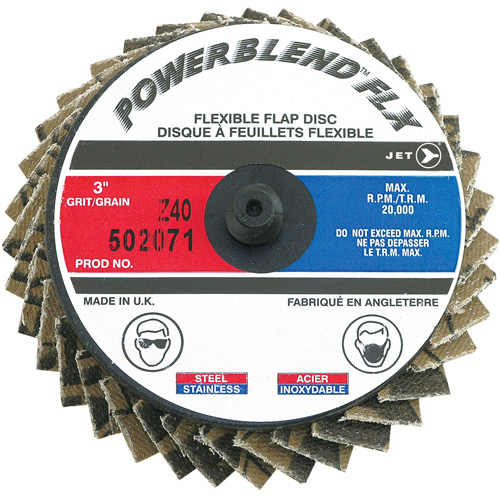 Disque &agrave; lamelles &agrave; rouler Powerblend FLX, 3" x Type R, Grain Z40, Alumine de zirconium Action Paper