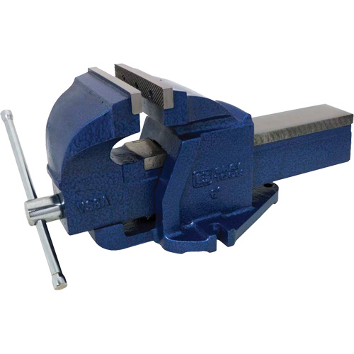 Cast Ductile Iron Bench Vise, 6" Jaw Width, 3-3/4" Throat Depth Action Paper