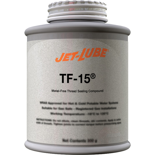TF-15&reg; Metal-Free Thread Sealing Compound, Brush-Top Can, 227 ml, -46° C - 315° C/50° F - 600° F Action Paper
