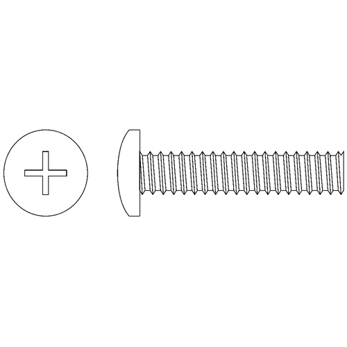 Pan Head Machine Screws, #8-32 x 1" L, Zinc Plated Action Paper