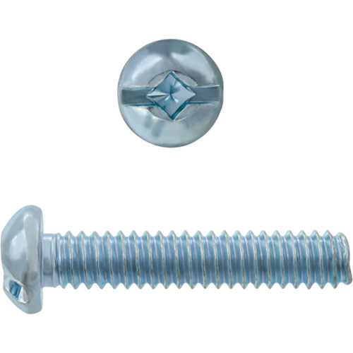 Round Square/Slot HD Machine Screws, #6 x 3" L, Zinc Plated Action Paper