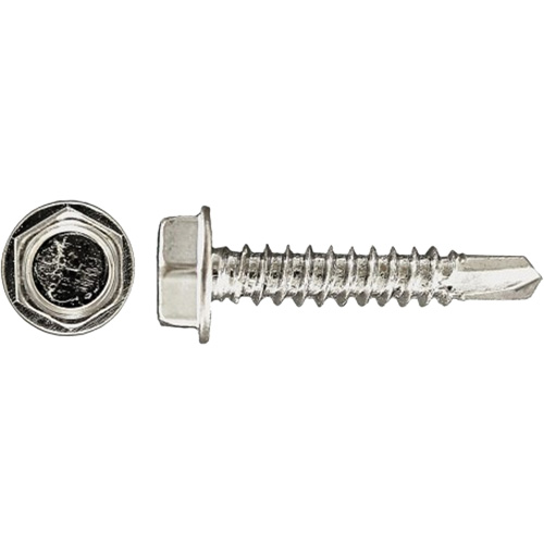100-Piece Drill-X&reg; Hex HD Tapping Screws, #12 Dia., 1-1/4" L, Zinc Plated Action Paper