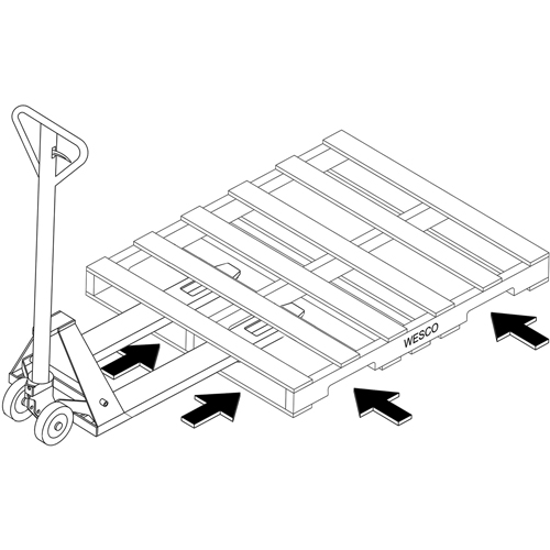 Transpalette hydraulique &agrave; 4 entr&eacute;es, 48" l x 7" la, Capacit&eacute; 4000 lb Action Paper