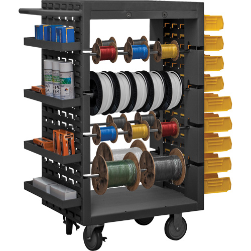 8 Rod Mobile Wire Spool Rack, Steel, 8 Rod, 18-1/8" W x 46-1/16" H x 32-1/4" D, 1200 lbs. Capacity Action Paper