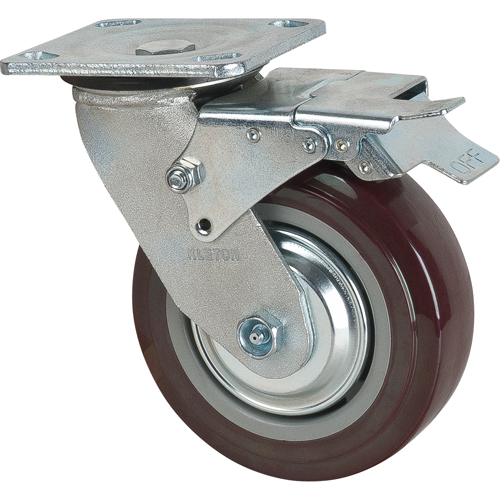 Caster, Swivel with Brake, 6" (152.4 mm), Polyurethane, 850 lbs. (385 kg.) Action Paper