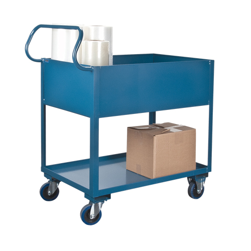 Chariots de service &agrave; bordure profonde, 2 Tiers, 24" la x 47" h x 36" p, Capacit&eacute; 1200 lb Action Paper