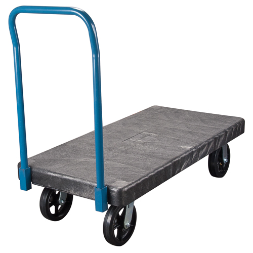 Plastic Platform Trucks, 48" L x 24" W, 2000 lbs. Cap., Mold-on Rubber Wheels Action Paper