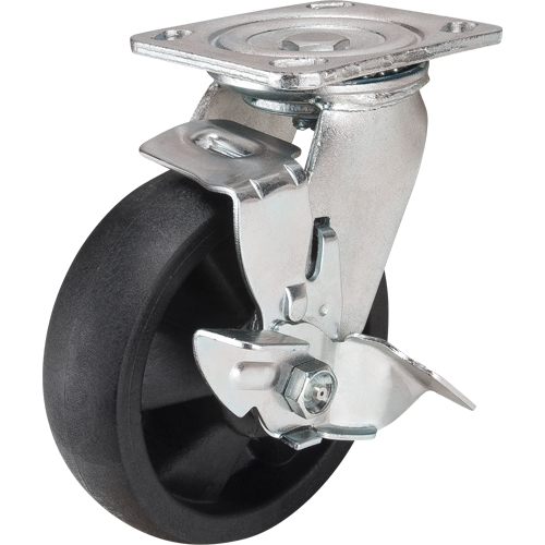 Roulettes haute temp&eacute;rature, Pivotant avec frein, 6" (152,4 mm), Nylon, 880 lb (399 kg) Action Paper