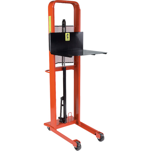 Hydraulic Platform Lift Stacker, Foot Pump Operated, 1000 lbs. Capacity, 80" Max Lift Action Paper
