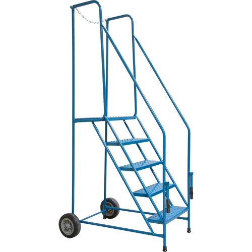 Trailer Access Rolling Ladder with Rails, 4 Steps, 22" Step Width, 37" Platform Height, Steel Action Paper