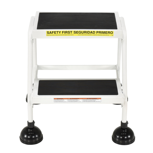 Stop-Step Ladders, 2 Steps, 16" Step Width, 18-9/16" Platform Height, Steel Action Paper