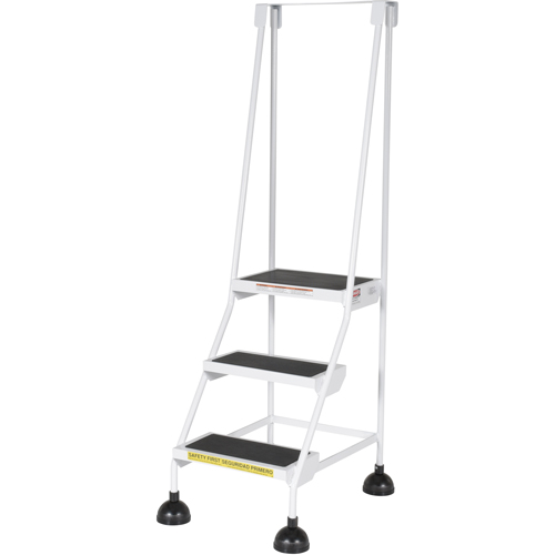 Stop-Step Ladders, 3 Steps, 16" Step Width, 28-11/16" Platform Height, Steel Action Paper
