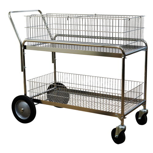 Chariot de bureau en treillis m&eacute;tallique pour le courrier, 250 lb Capacit&eacute;, Chrome, 23-3/4" p x 43" la x 38-1/2" h, Chrom&eacute; Action Paper