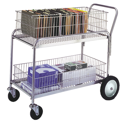 Chariot de bureau en treillis m&eacute;tallique pour le courrier, 250 lb Capacit&eacute;, Chrome, 23-3/4" p x 43" la x 38-1/2" h, Chrom&eacute; Action Paper