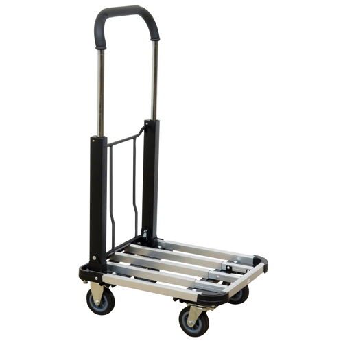 Folding Handle Platform Truck, Aluminum, 300 lbs., 28" L x 16" W, 37.75" High Action Paper
