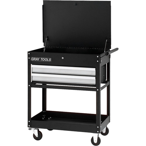 Utility Cart, 2 Drawers, 30-1/4" L x 19" W x 35-3/4" H, Black Action Paper