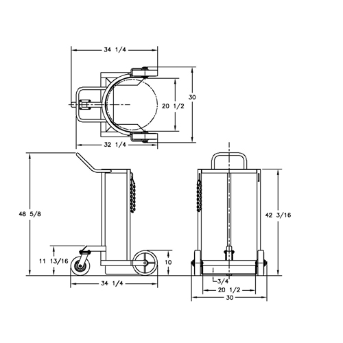 Large Liquid Gas Cylinder Truck LCC, Polyurethane Wheels, 20" W x 20" D Base, 1000 lbs. Action Paper