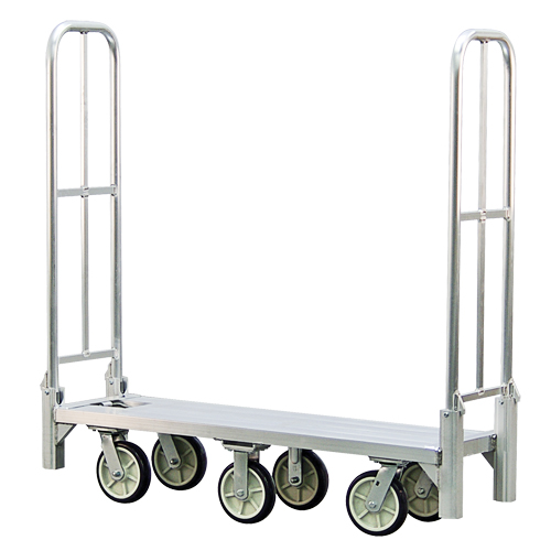 Aluminum U-Boat Folding Bulk Delivery Cart, 18" W x 61" L, 1200 lbs. Cap., Polyurethane Wheels Action Paper