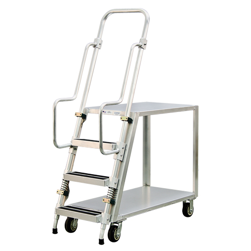 Aluminum Stock Picking Ladder Cart, Aluminum, 22" W x 51-1/2" D, 2 Shelves, 800 lbs. Capacity Action Paper