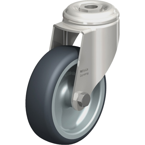 Roulette en &eacute;lastom&egrave;re thermoplastique acier inoxydable, Pivotant, Diam&egrave;tre 4" (102 mm), Capacit&eacute; 240 lb (108 kg) Action Paper
