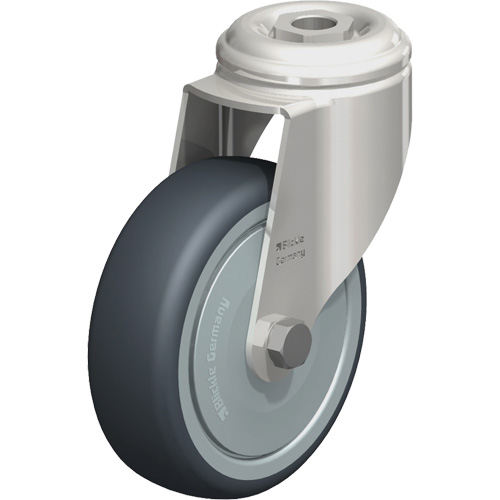 Roulette en &eacute;lastom&egrave;re thermoplastique acier inoxydable, Pivotant, Diam&egrave;tre 4" (102 mm), Capacit&eacute; 240 lb (108 kg) Action Paper