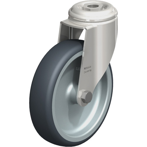 Roulette en &eacute;lastom&egrave;re thermoplastique acier inoxydable, Pivotant, Diam&egrave;tre 5" (127 mm), Capacit&eacute; 265 lb (120 kg) Action Paper