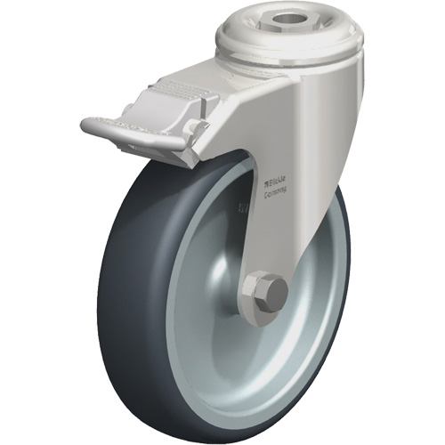 Roulette en &eacute;lastom&egrave;re thermoplastique acier inoxydable, Pivotant avec frein, Diam&egrave;tre 5" (127 mm), Capacit&eacute; 265 lb (120 kg) Action Paper