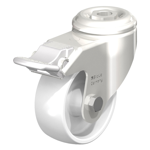 Stainless Steel Nylon Caster, Swivel with Brake, 4" (102 mm) Dia., 265 lbs. (120 kg.) Capacity Action Paper