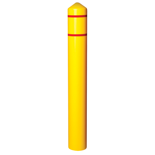 Smooth Bollard Cover With Reflective Stripes, 8" Dia. x 56" L, Yellow Action Paper