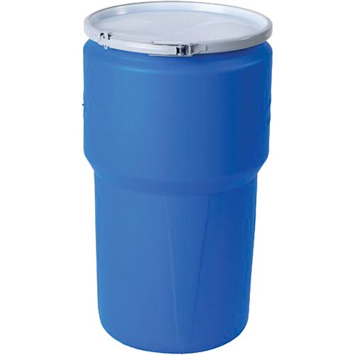 Baril emboîtable en poly&eacute;thyl&egrave;ne, 14 gal. US (11,7 gal. imp.), Dessus ouvert, Bleu Action Paper