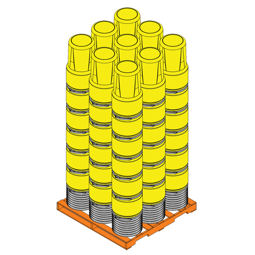 Baril emboîtable en poly&eacute;thyl&egrave;ne, 14 gal. US (11,7 gal. imp.), Dessus ouvert, Bleu Action Paper