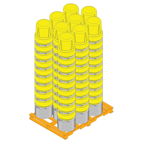 Baril emboîtable en poly&eacute;thyl&egrave;ne, 10 gal. US (8,33 gal. imp.), Dessus ouvert, Jaune Action Paper