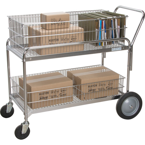 Chariot de bureau en treillis m&eacute;tallique pour le courrier, 250 lb Capacit&eacute;, Chrome, 23" p x 42" la x 38" h, Chrom&eacute; Action Paper