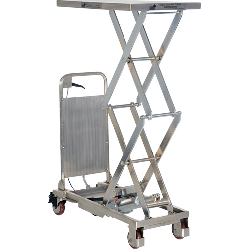 Manual Hydraulic Scissor Lift Table, 27-1/2" L x 17-3/4" W, Partial Stainless Steel, 220 lbs. Capacity Action Paper