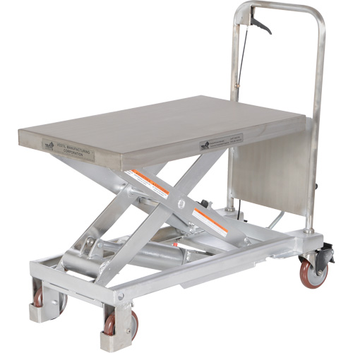 Manual Hydraulic Scissor Lift Table, 32-1/2" L x 19-1/2 W, Partial Stainless Steel, 1000 lbs. Capacity Action Paper